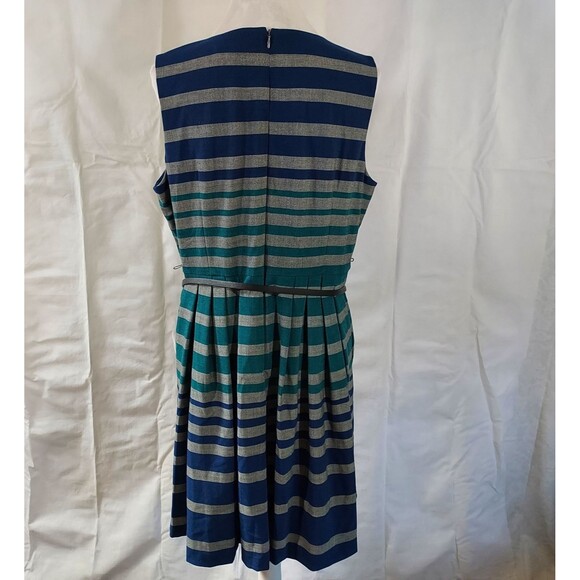 Calvin Klein Fit and Flare Dress Womens Size 16 Sleeveless Stretch Striped Lined - Picture 6 of 11